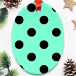 Polka Dots - Black on Aquamarine Ornament (Oval)