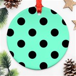 Polka Dots - Black on Aquamarine Ornament (Round)