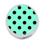 Polka Dots - Black on Aquamarine 4-Port USB Hub (One Side)