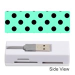 Polka Dots - Black on Aquamarine Memory Card Reader (Stick)