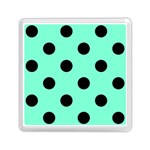 Polka Dots - Black on Aquamarine Memory Card Reader with Storage (Square)