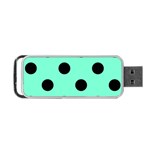 Polka Dots - Black on Aquamarine Portable USB Flash (One Side)