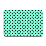 Polka Dots - Black on Aquamarine Small Doormat