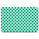 Polka Dots - Black on Aquamarine Large Doormat