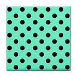 Polka Dots - Black on Aquamarine Face Towel