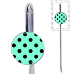 Polka Dots - Black on Aquamarine Book Mark