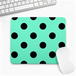 Polka Dots - Black on Aquamarine Large Mousepad