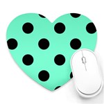 Polka Dots - Black on Aquamarine Heart Mousepad