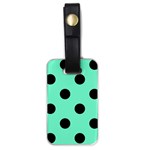 Polka Dots - Black on Aquamarine Luggage Tag (One Side)