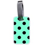 Polka Dots - Black on Aquamarine Luggage Tag (Two Sides)