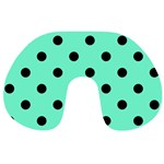 Polka Dots - Black on Aquamarine Travel Neck Pillow