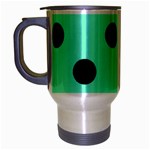 Polka Dots - Black on Aquamarine Travel Mug (Silver Gray)