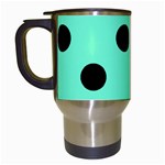 Polka Dots - Black on Aquamarine Travel Mug (Black)