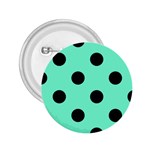 Polka Dots - Black on Aquamarine 2.25  Button