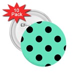 Polka Dots - Black on Aquamarine 2.25  Button (10 pack)