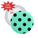Polka Dots - Black on Aquamarine 2.25  Button (100 pack)