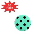 Polka Dots - Black on Aquamarine 1  Mini Magnet (10 pack)