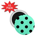 Polka Dots - Black on Aquamarine 1.75  Magnet (10 pack)