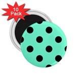 Polka Dots - Black on Aquamarine 2.25  Magnet (10 pack)