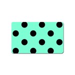 Polka Dots - Black on Aquamarine Magnet (Name Card)