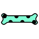 Polka Dots - Black on Aquamarine Magnet (Dog Bone)