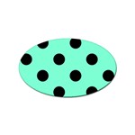 Polka Dots - Black on Aquamarine Sticker Oval (10 pack)
