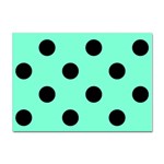Polka Dots - Black on Aquamarine Sticker A4 (10 pack)