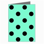 Polka Dots - Black on Aquamarine Greeting Cards (Pkg of 8)