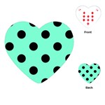 Polka Dots - Black on Aquamarine Playing Cards (Heart)