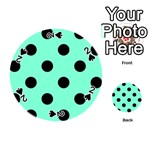 Polka Dots - Black on Aquamarine Playing Cards 54 (Round)