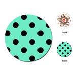 Polka Dots - Black on Aquamarine Playing Cards (Round)