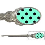 Polka Dots - Black on Aquamarine Letter Opener