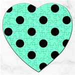 Polka Dots - Black on Aquamarine Jigsaw Puzzle (Heart)