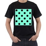 Polka Dots - Black on Aquamarine Men s T-Shirt (Black)