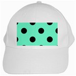 Polka Dots - Black on Aquamarine Black Cap
