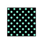Polka Dots - Aquamarine on Black Satin Bandana Scarf
