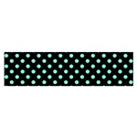 Polka Dots - Aquamarine on Black Satin Scarf (Oblong)