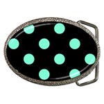 Polka Dots - Aquamarine on Black Belt Buckle