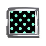 Polka Dots - Aquamarine on Black Mega Link Italian Charm (18mm)