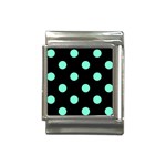 Polka Dots - Aquamarine on Black Italian Charm (13mm)