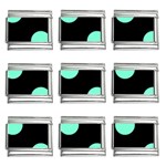 Polka Dots - Aquamarine on Black 9mm Italian Charm (9 pack)
