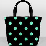 Polka Dots - Aquamarine on Black Bucket Bag