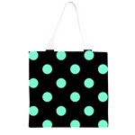 Polka Dots - Aquamarine on Black Grocery Light Tote Bag