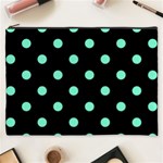 Polka Dots - Aquamarine on Black Cosmetic Bag (XXXL)