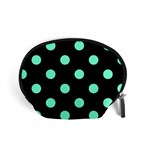 Polka Dots - Aquamarine on Black Accessory Pouch (Small)