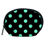 Polka Dots - Aquamarine on Black Accessory Pouch (Medium)