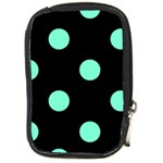 Polka Dots - Aquamarine on Black Compact Camera Leather Case