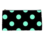 Polka Dots - Aquamarine on Black Pencil Case