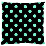 Polka Dots - Aquamarine on Black Large Cushion Case (Two Sides)