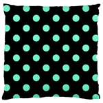 Polka Dots - Aquamarine on Black Standard Flano Cushion Case (Two Sides)